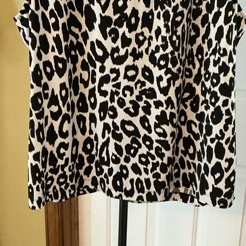 Laura Ashley Black and White Leopard Print Beaded Neckline Camisole - Picture 3 of 7